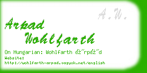 arpad wohlfarth business card